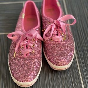 Keds x Kate Spade Pink Sparkles Lace Up Sneakers Size 9.